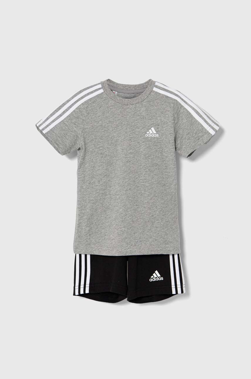 Detská bavlnená súprava adidas I 3S SPORT SET šedá farba, IY5091