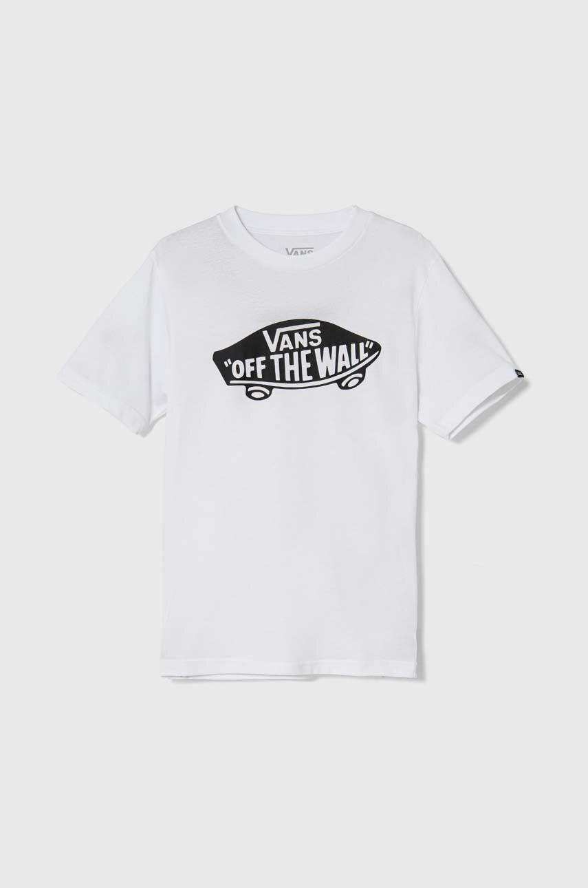 Detské bavlnené tričko Vans STYLE 76 biela farba, s potlačou, VN000IVEWHT1