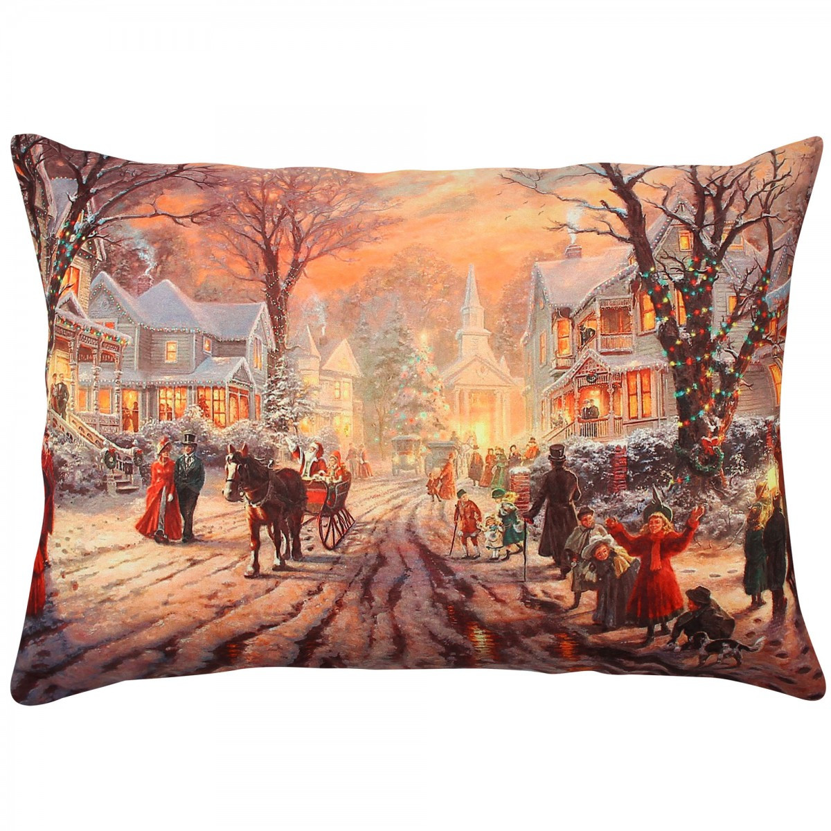 Vánoční dekorační polštář STARLIT 33x48 cm červený