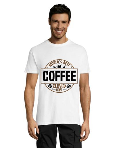 World's best coffee served here pánske tričko biele 2XL