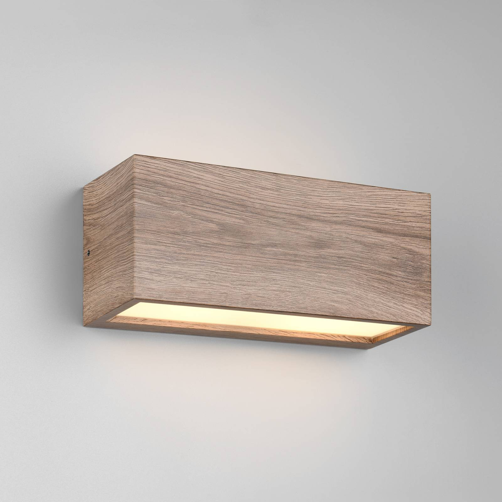 Vonkajšie nástenné svietidlo Mayenne, farba dreva, up- & downlight, hranaté