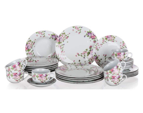 Jedálenský servis  (30 dielov) Beauty, kvetinový vzor%