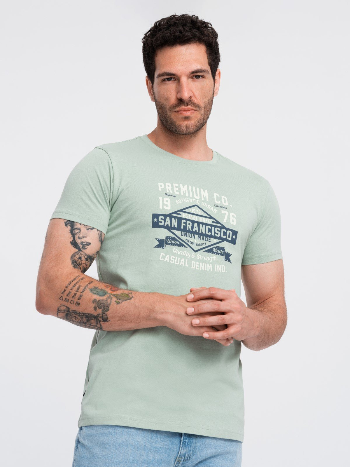 Ombre Men's San Francisco printed cotton t-shirt - ash