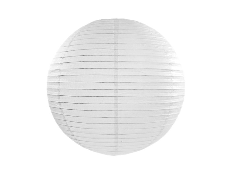 PartyDeco Okrúhly papierový lampión biely 25 cm