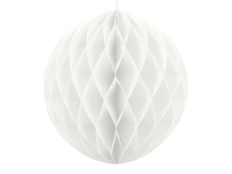PartyDeco Papierová guľa - Biela 40 cm