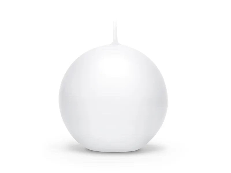 PartyDeco Sviečka - Guľa matná biela 6 cm