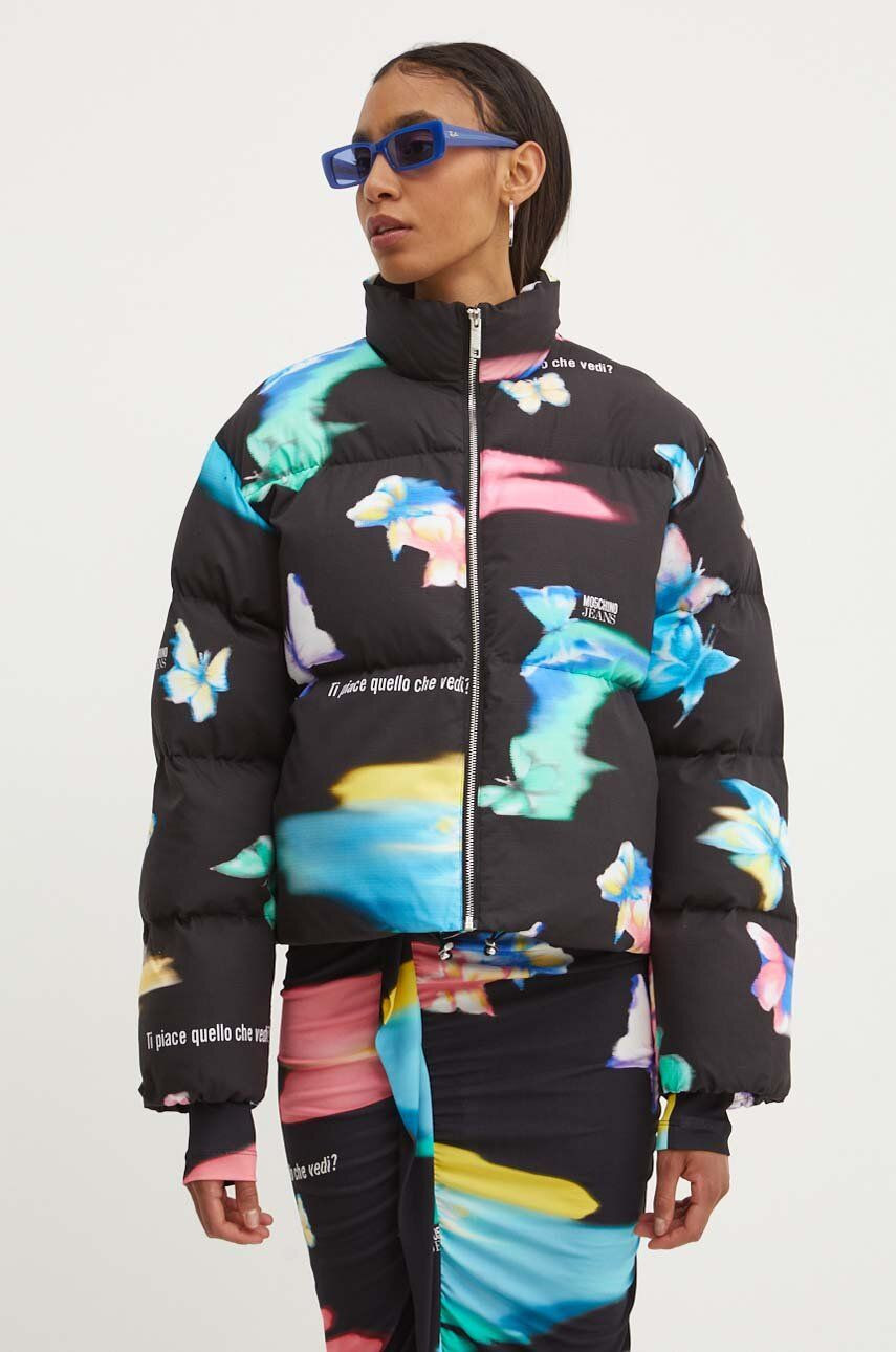 Bunda Moschino Jeans dámska, čierna farba, zimná, 0613.8239