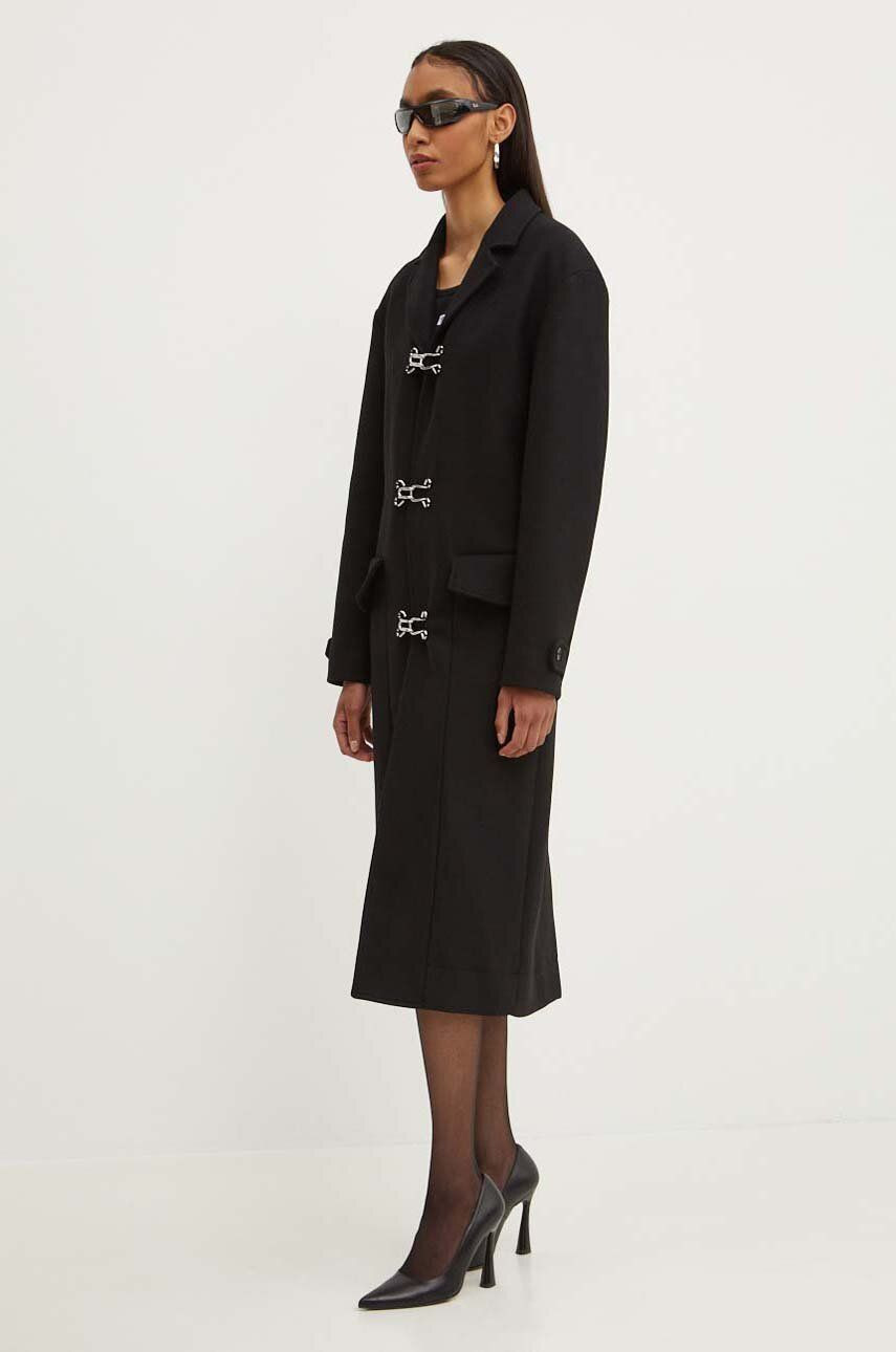 Vlnený kabát Moschino Jeans čierna farba, prechodný, 0605.8220