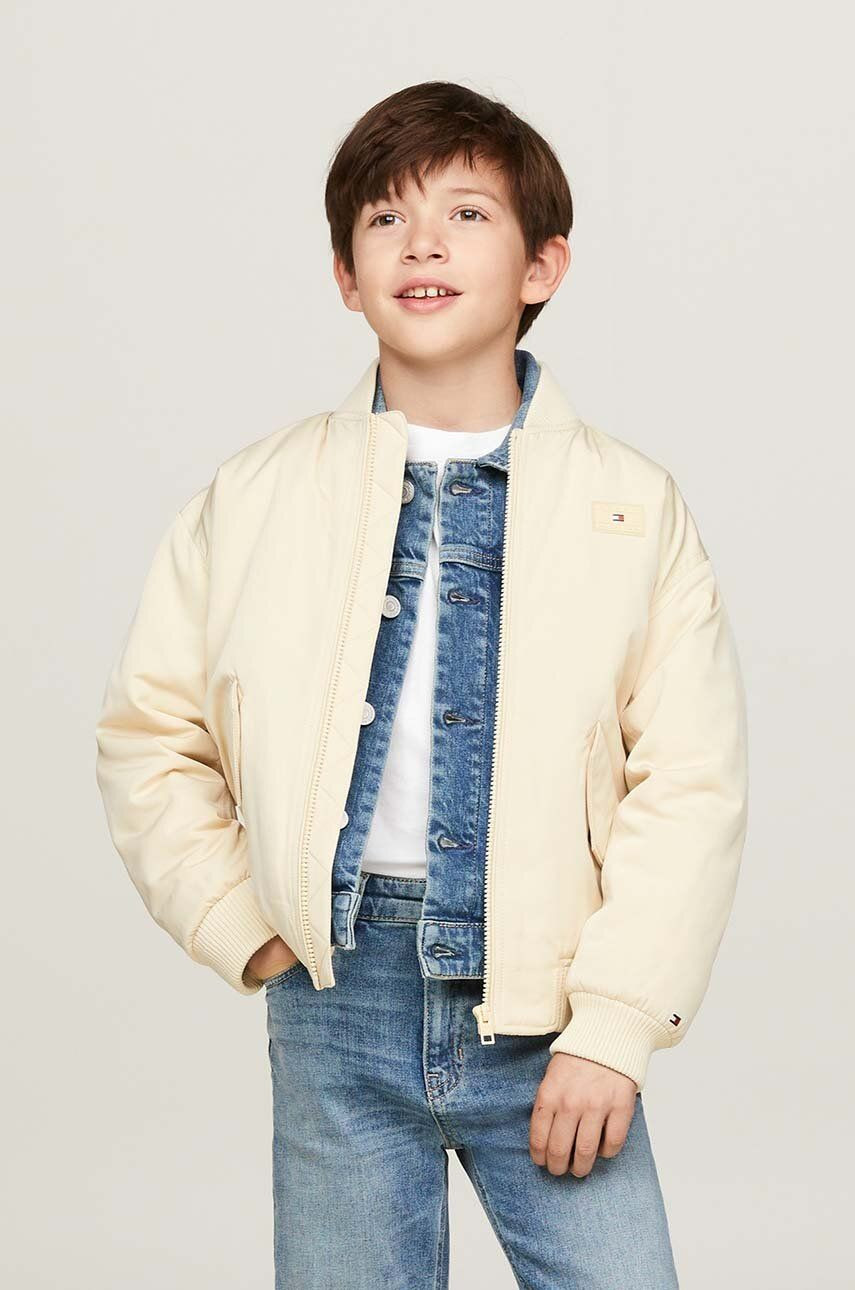 Detská bunda bomber Tommy Hilfiger béžová farba, KB0KB09091