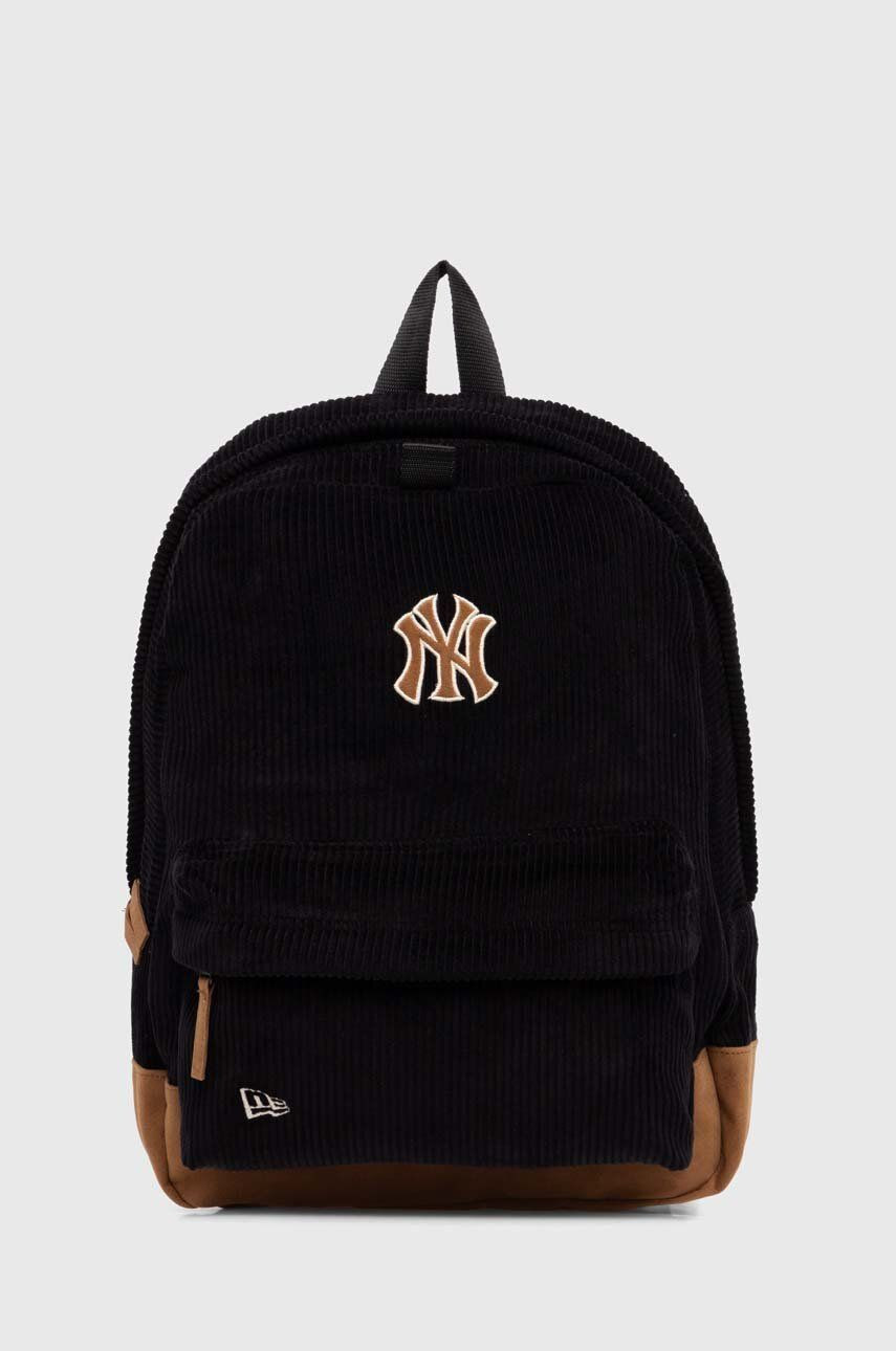 Bavlnený batoh New Era CORD NEW YORK YANKEES čierna farba, veľký, s nášivkou, 60503797