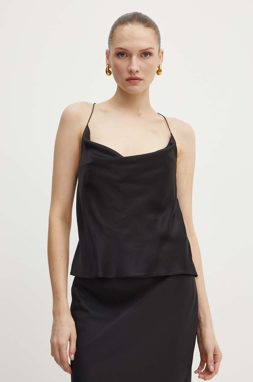 Hodvábny top Custommade Yuliana čierna farba, jednofarebná, 999312115