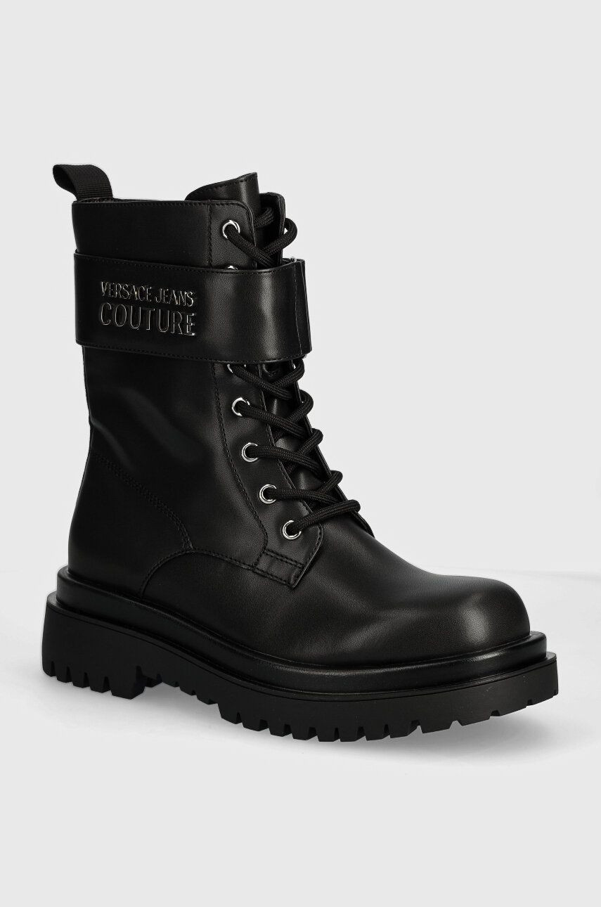 Workery Versace Jeans Couture Drew dámske, čierna farba, na platforme, 77VA3S64 71570 899