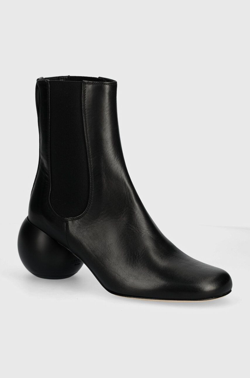 Kožené topánky chelsea Weekend Max Mara ESTE dámske, čierna farba, na podpätku, 2425796014600