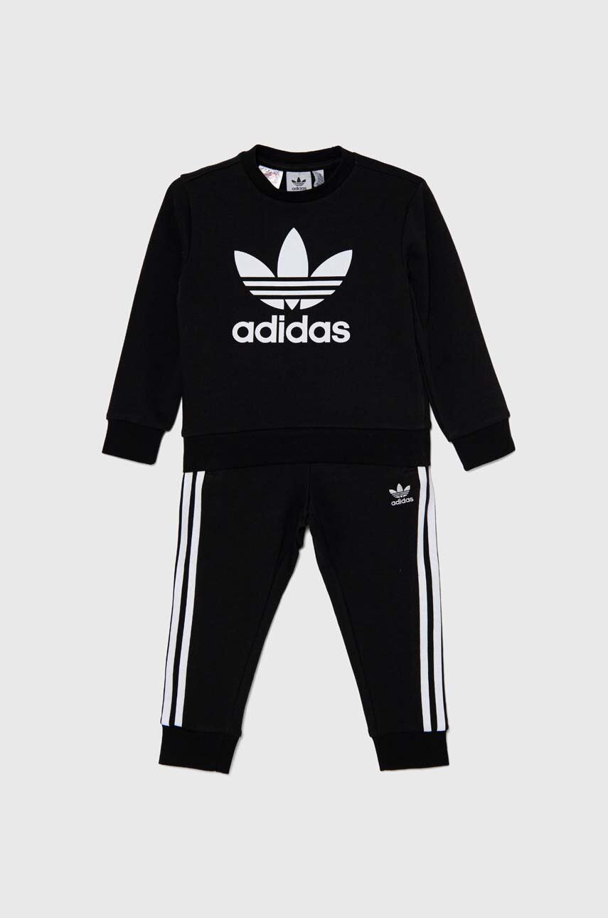 Detská tepláková súprava adidas Originals TREFOIL CREW SE čierna farba, IY4784