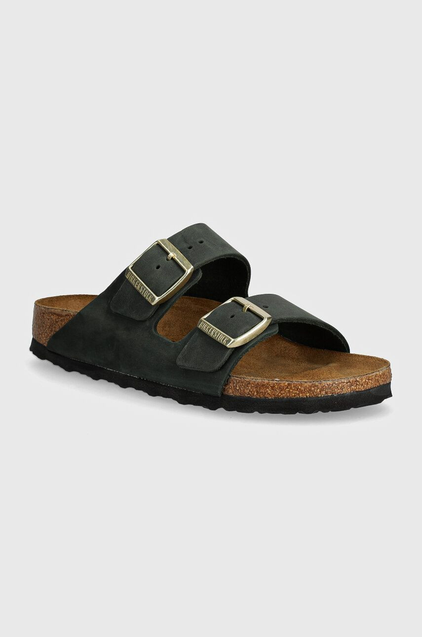 Nubukové šľapky Birkenstock Arizona zelená farba, 1028030
