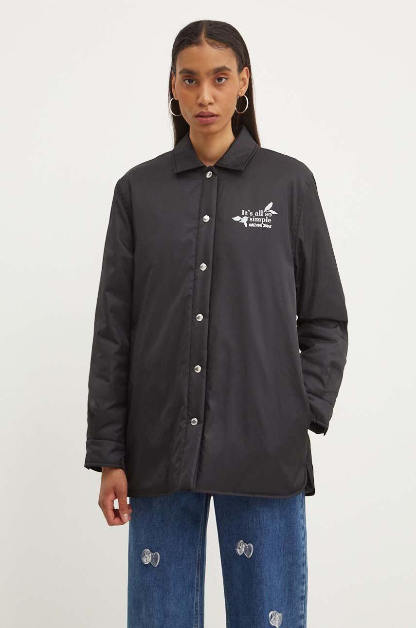 Bunda Moschino Jeans dámska, čierna farba, prechodná, 0608.8217