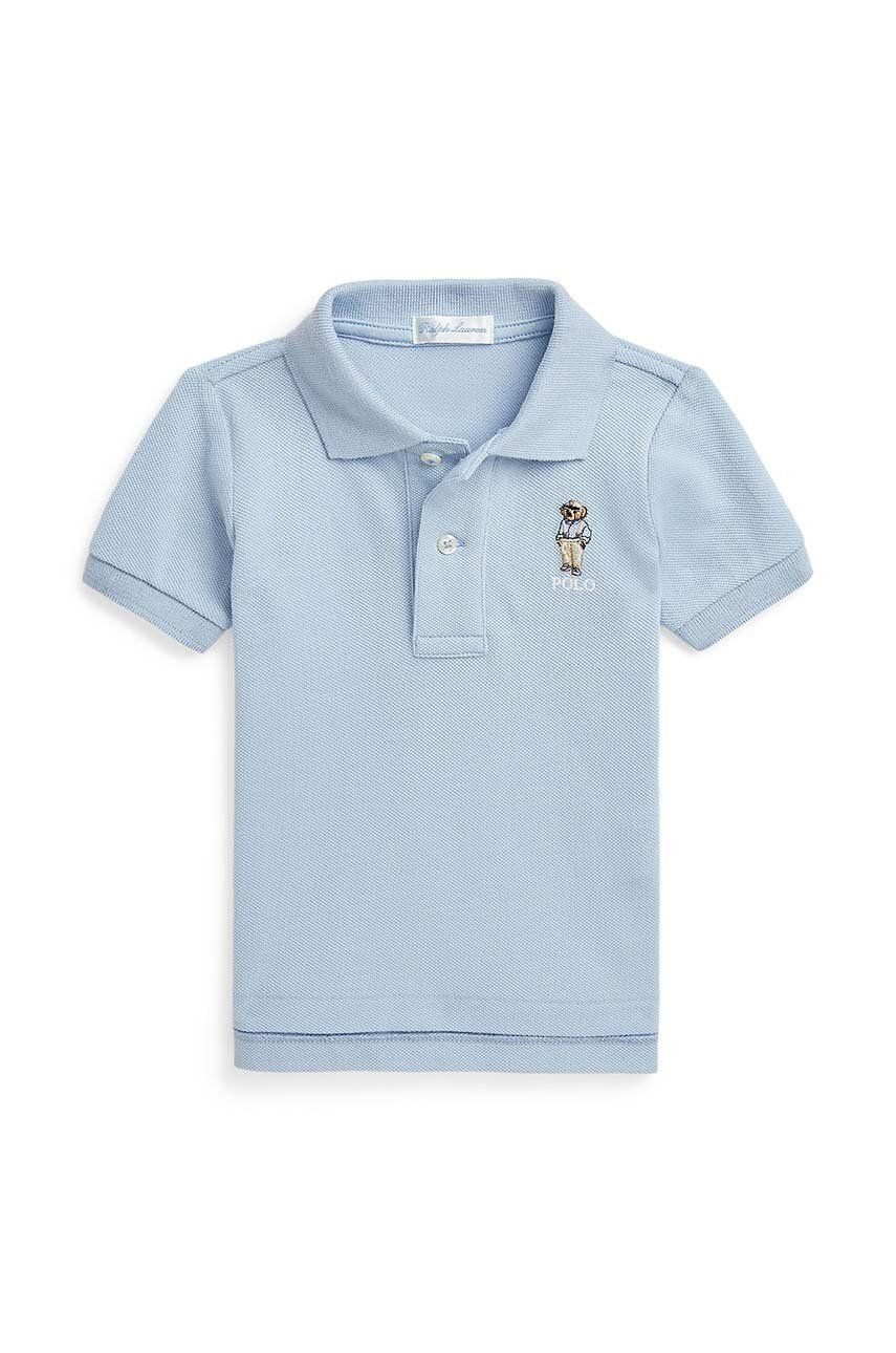 Detská bavlnená polokošeľa Polo Ralph Lauren jednofarebná, 320853788011