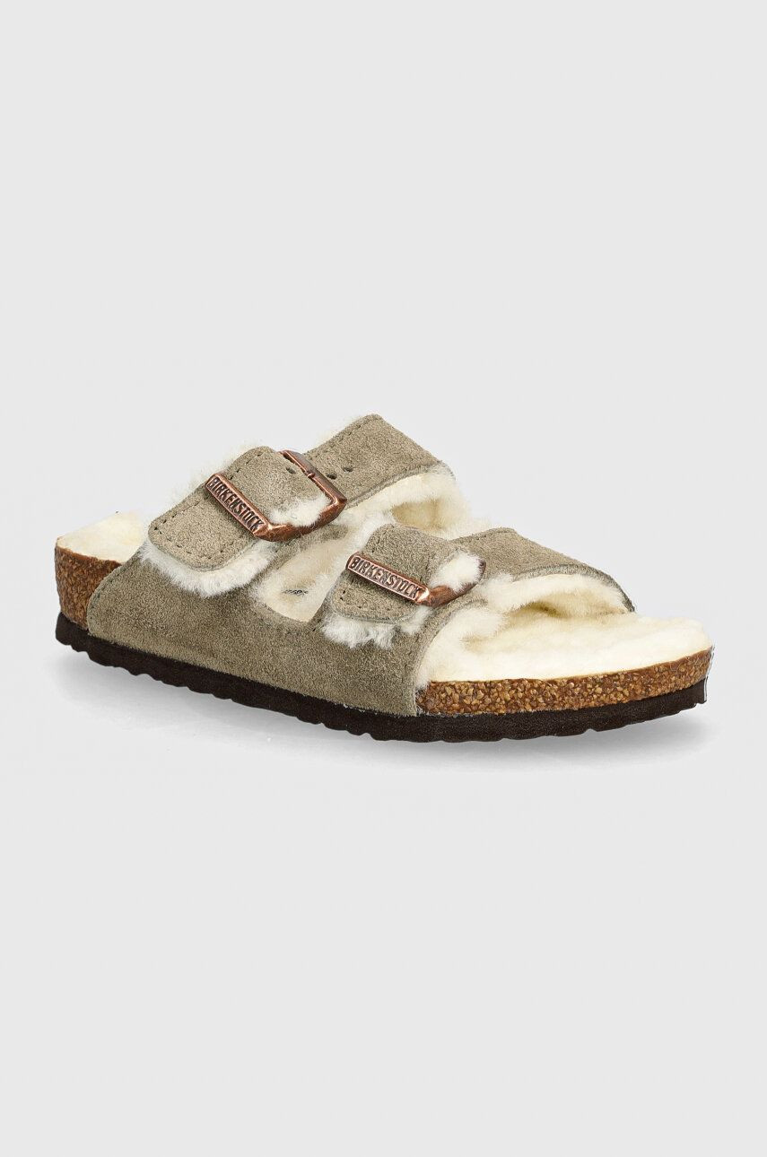 Detské semišové šľapky Birkenstock Arizona Shearling béžová farba, 1028689