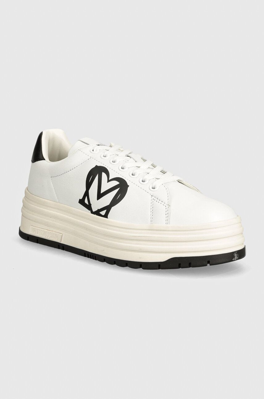 Kožené tenisky Love Moschino biela farba, JA15096G1LIA110A