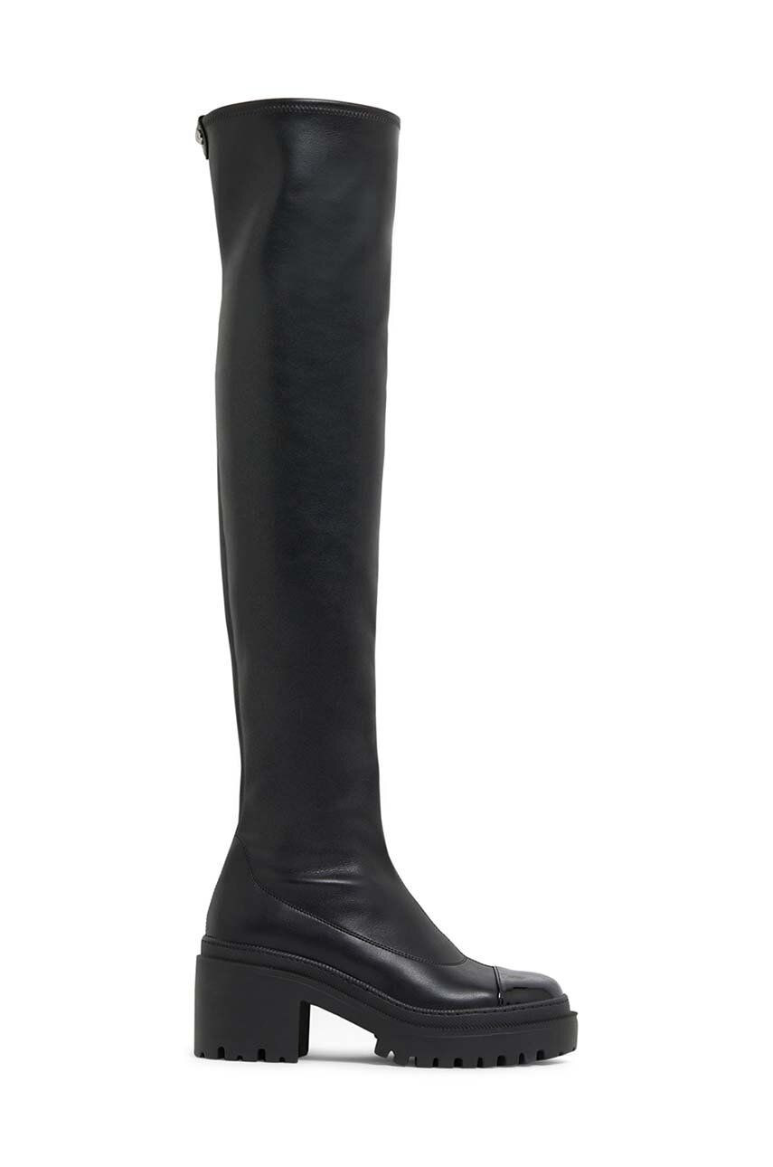 Kožené čižmy Giuseppe Zanotti Martini dámske, čierna farba, na podpätku, I480002.001