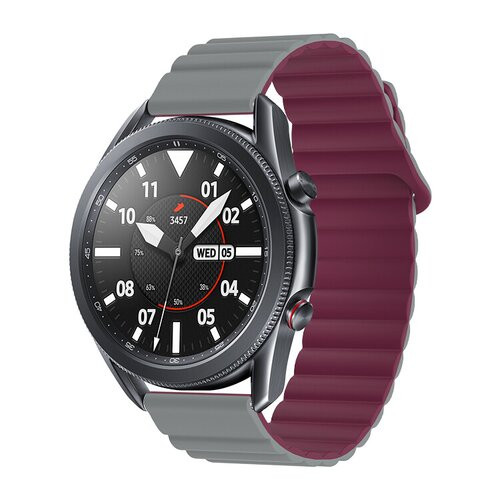 mobilNET uni silikónový remienok na hodinky, 20 mm, bordovo sivý