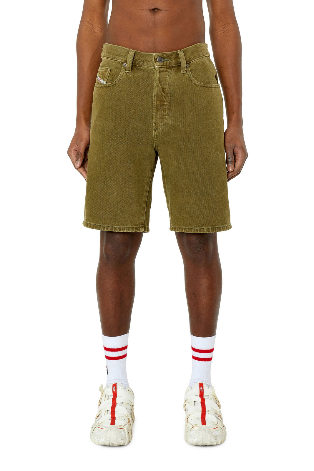 Diesel Krátke nohavice - REGULAR-SHORT SHORTS zelené
