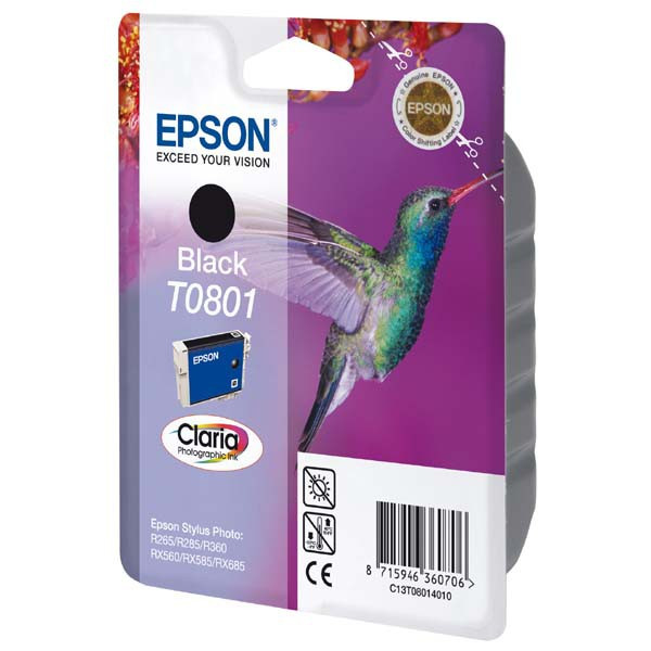 Epson originál ink C13T08014011, black, 7,4ml, Epson Stylus Photo PX700W, 800FW, R265, 285, 360, RX560, čierna