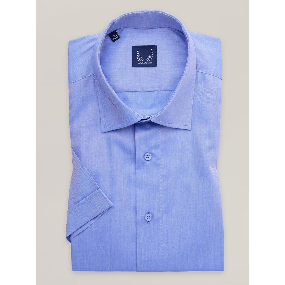 Pánska klasická svetlomodrá košeľa s jemnou štruktúrou a krátkym rukávom 17261