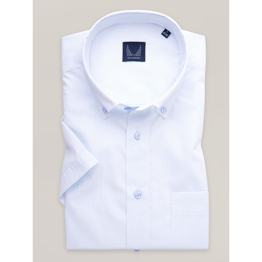 Pánska klasická košeľa s drobným svetlo modrým vzorom gingham 17271