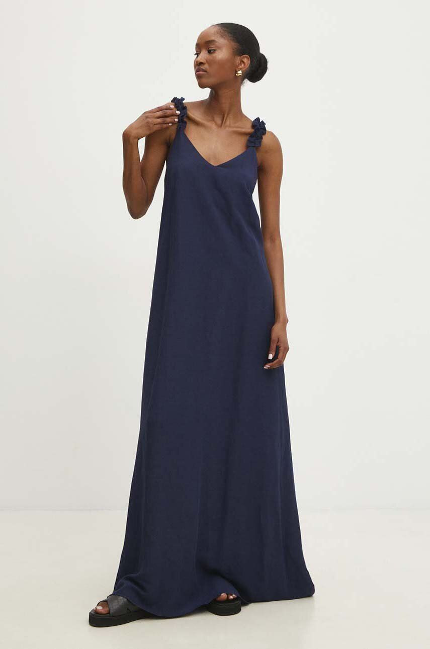 Ľanové šaty Answear Lab maxi, áčkový strih