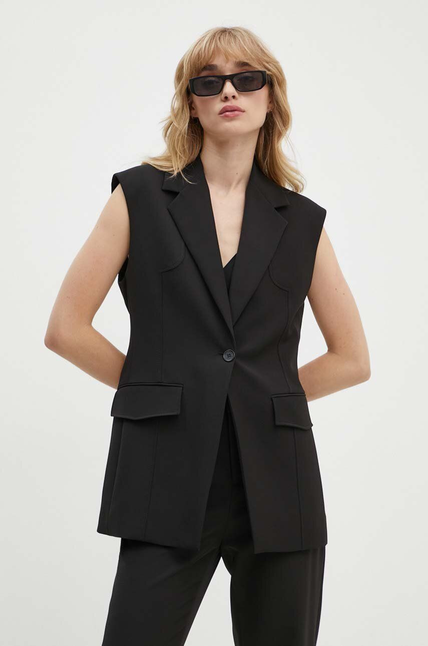 Vesta Moschino Jeans čierna farba, jednoradová, 1002.8227