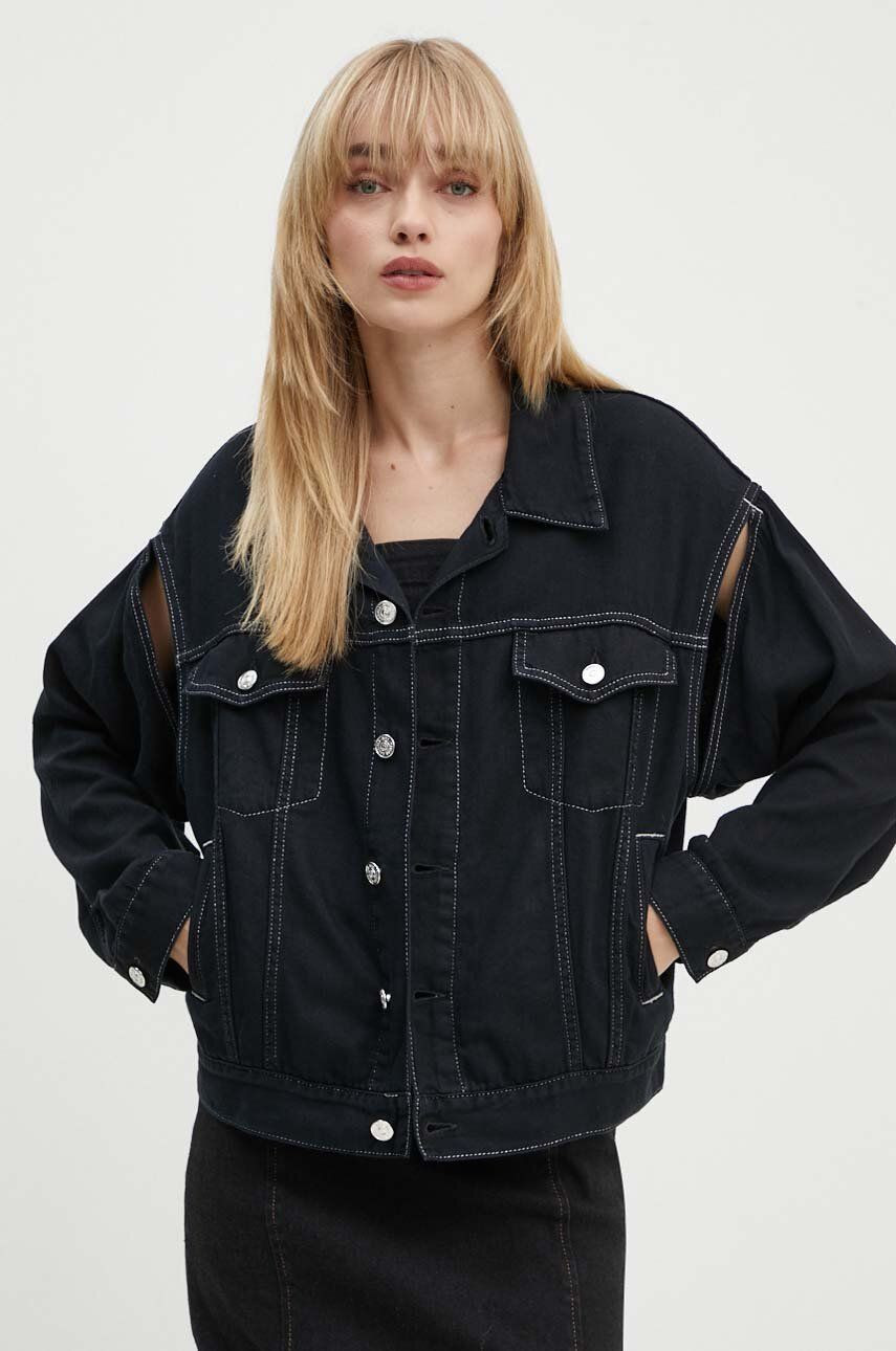 Rifľová bunda MM6 Maison Margiela dámska, čierna farba, prechodná, S62AN0121