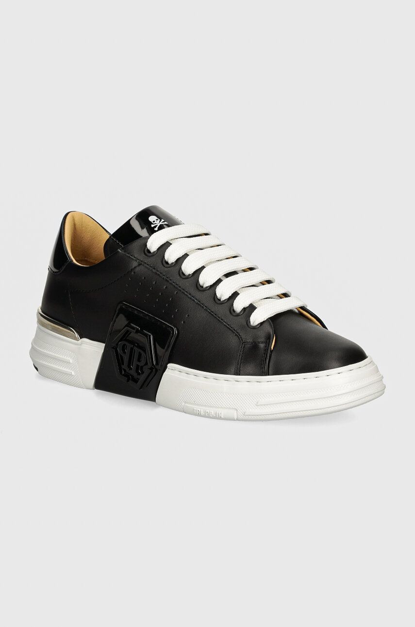 Kožené tenisky Philipp Plein Hexagon Phantom Kicks čierna farba, USC0565 PLE025N 02