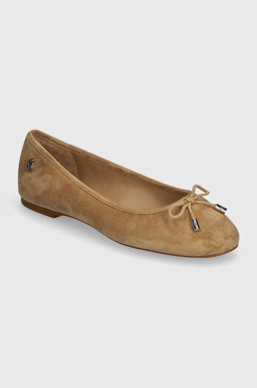 Semišové baleríny Lauren Ralph Lauren Jayna béžová farba, 802943066001