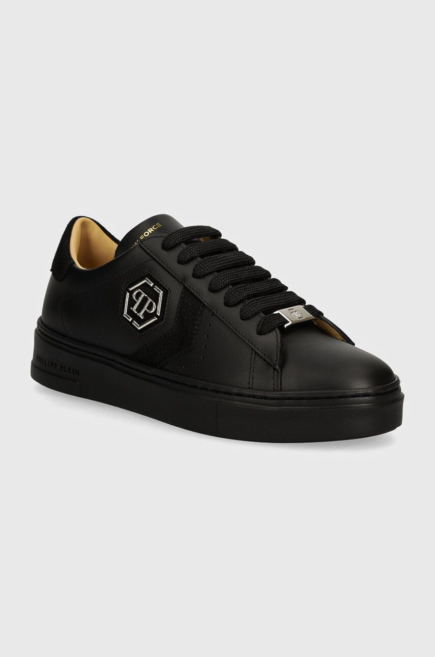 Kožené tenisky Philipp Plein Lo-Top Arrow Force čierna farba, WSC2752 PLE005N 0202