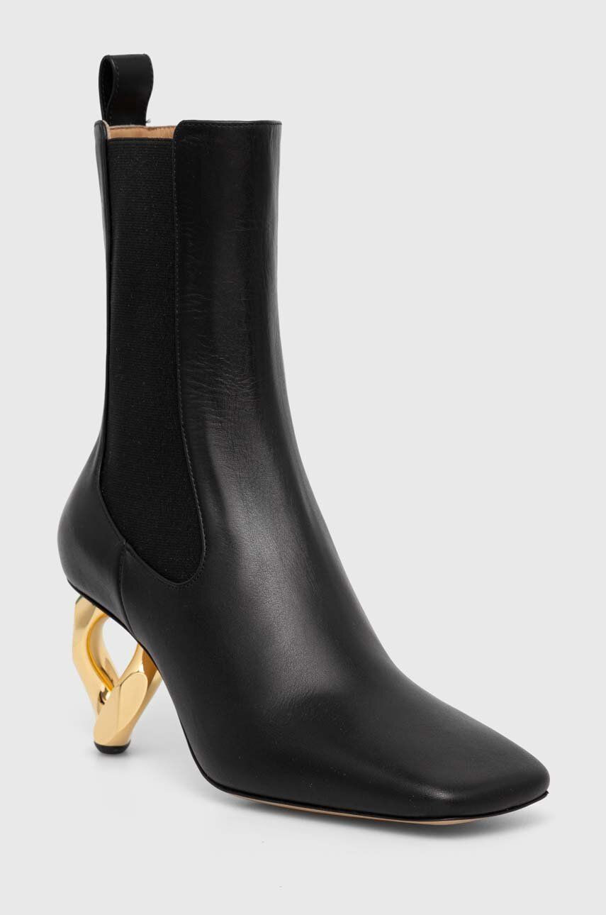 Kožené topánky chelsea JW Anderson Chain Heel dámske, čierna farba, na podpätku, ANW43021A