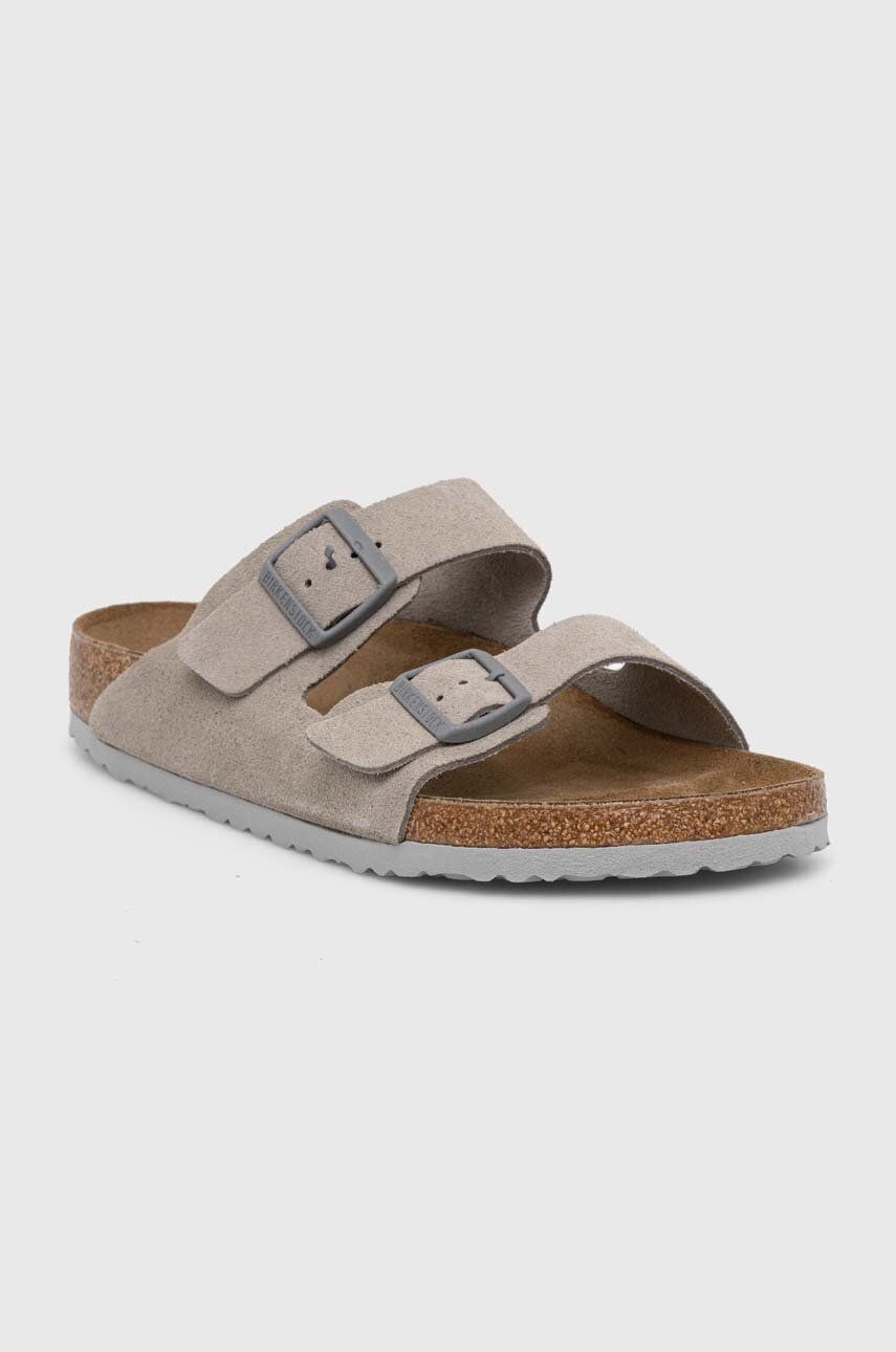 Semišové šľapky Birkenstock Arizona pánske, šedá farba, 1027749