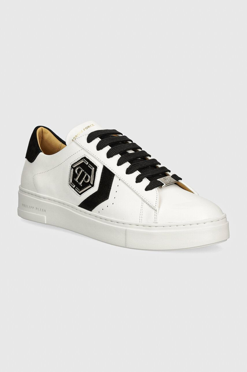 Kožené tenisky Philipp Plein Lo-Top Arrow Force biela farba, MSC3998 PLE005N 0102