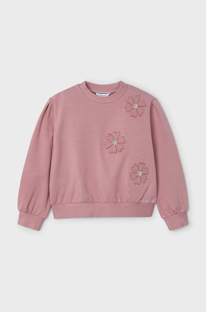 Detská mikina Mayoral ružová farba, s nášivkou, 4478