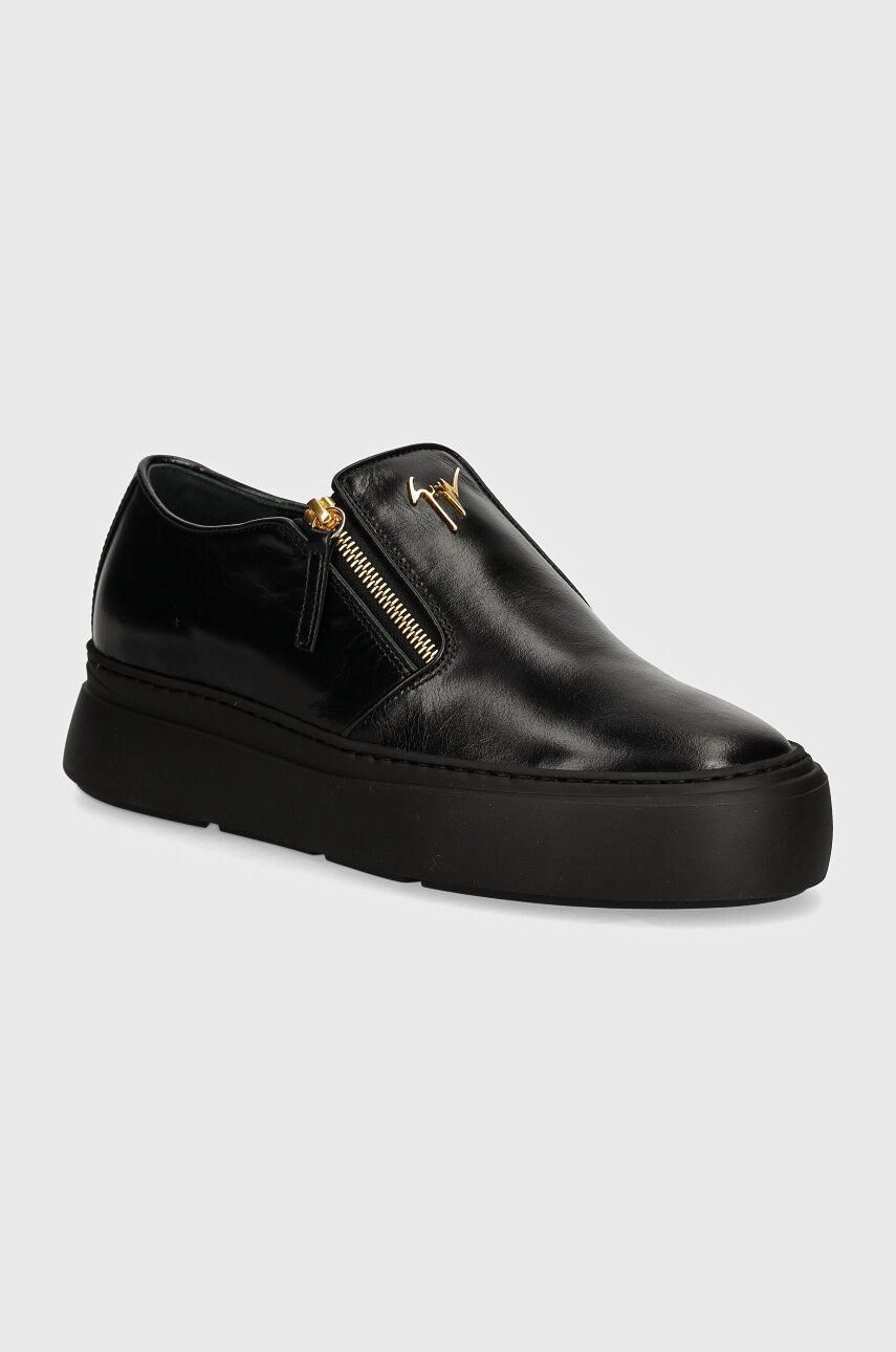 Kožené poltopánky Giuseppe Zanotti Alec pánske, čierna farba, EU40010.013
