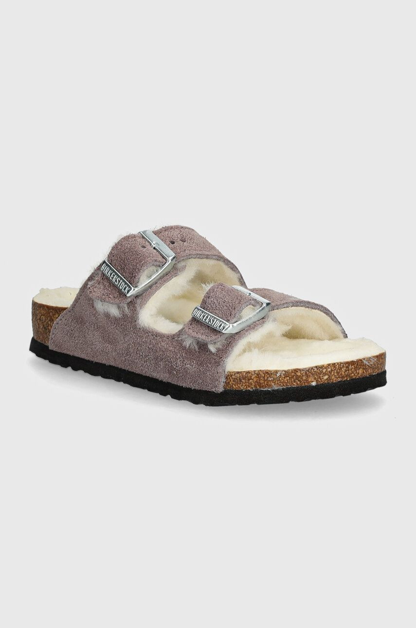 Detské semišové šľapky Birkenstock Arizona Shearling ružová farba, 1027920