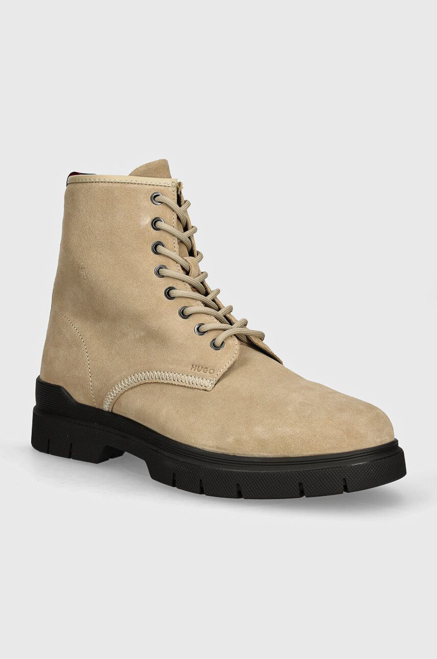 Semišové topánky HUGO Ryan pánske, béžová farba, 50522981