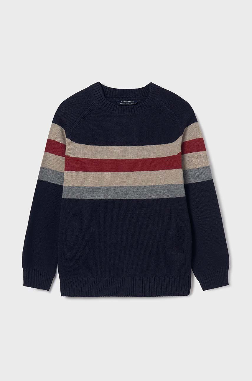 Detský sveter s prímesou vlny Mayoral tmavomodrá farba, 7393