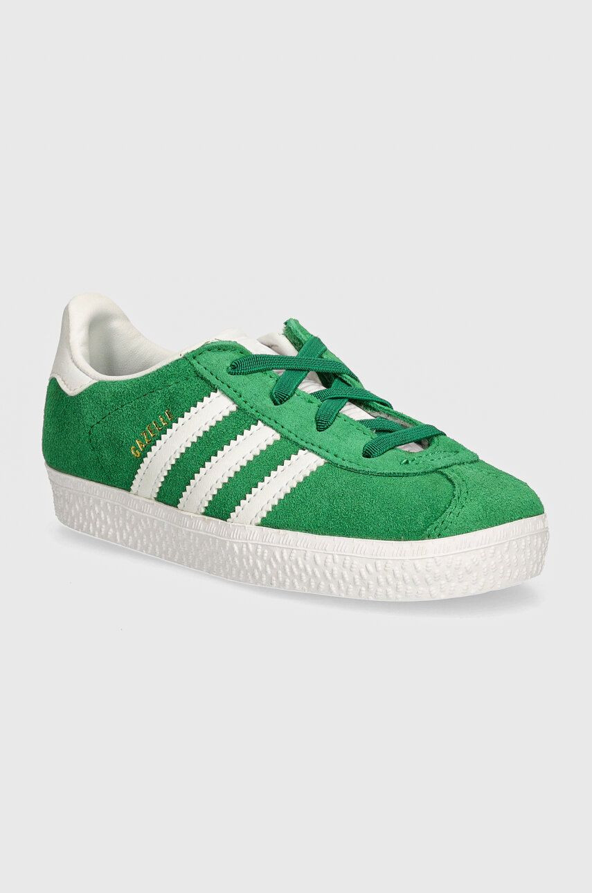 Detské semišové tenisky adidas Originals GAZELLE CF EL zelená farba, IH0363