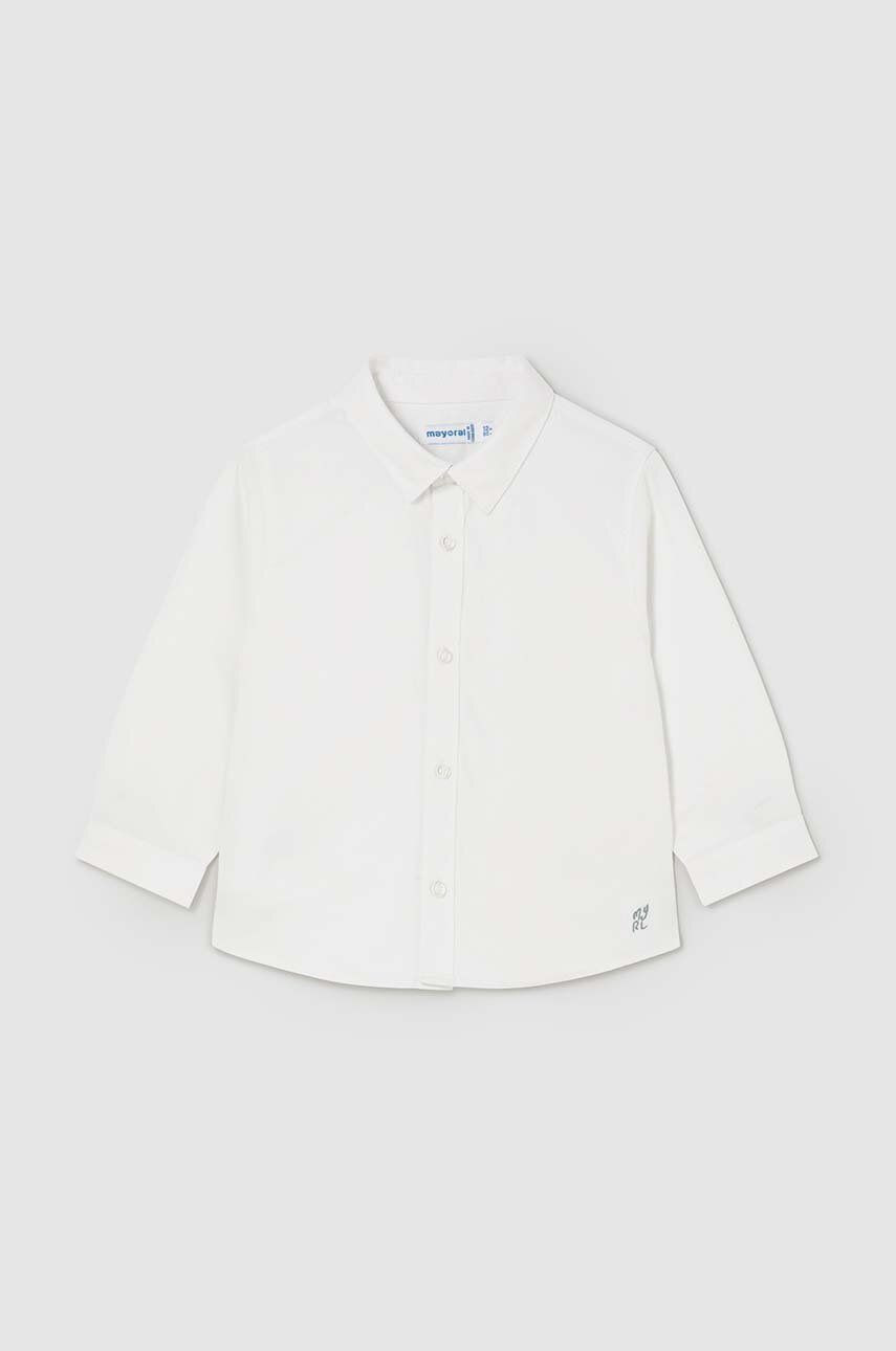 Bavlnená košeľa pre bábätká Mayoral biela farba, 124