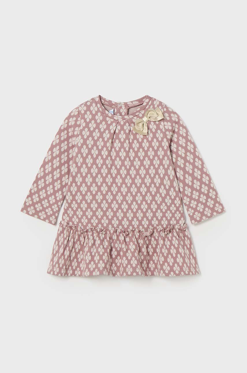Dievčenské šaty Mayoral ružová farba, mini, áčkový strih, 2908