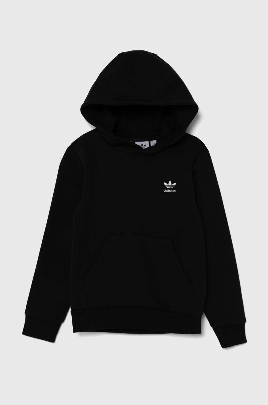 Detská mikina adidas Originals HOODIE čierna farba, s kapucňou, jednofarebná, IW3500