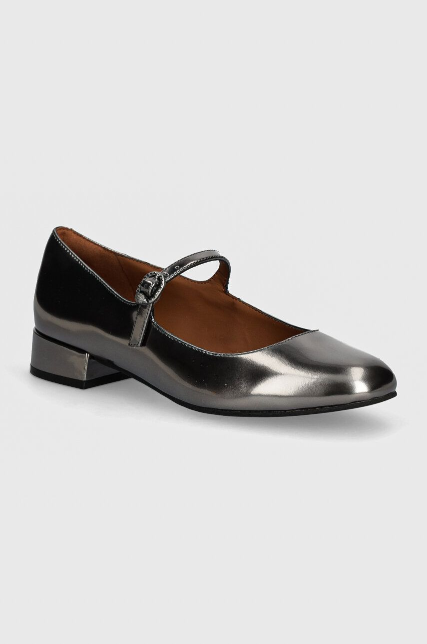 Kožené balerínky Kurt Geiger London Regent Low Mary Jane strieborná farba, 1292664109