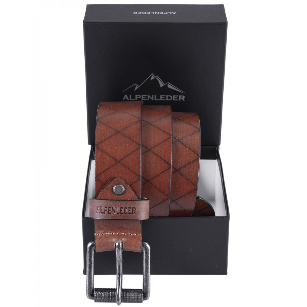 Opasok kožený Alpenleder Belt Raute - svetlo hnedý, 85