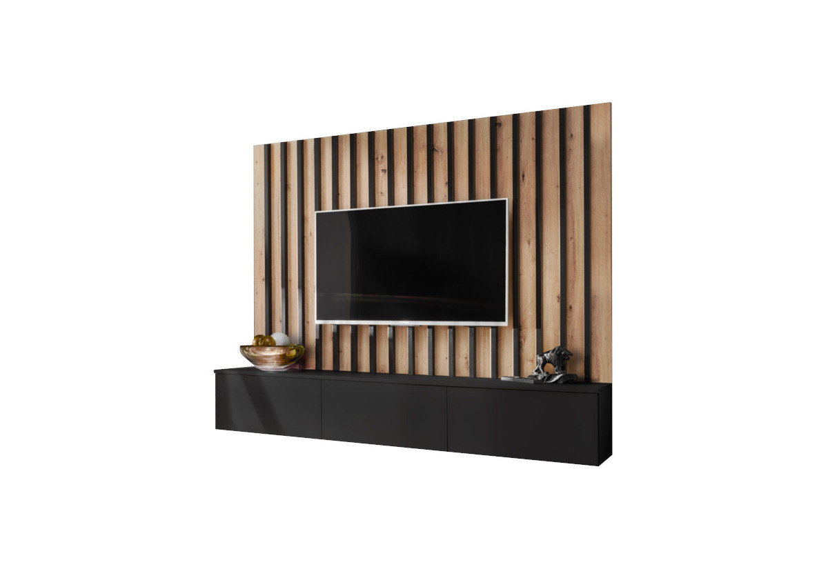 Expedo Obývacia stena VERTIKO 2, 180x148x35, dub artisan/čierna